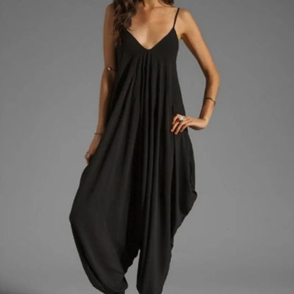 Sexy V Neck Sleeveless Loose Jumpsuit for Women