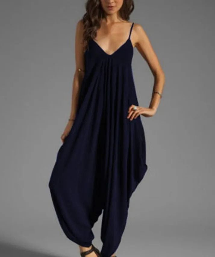 Sexy V Neck Sleeveless Loose Jumpsuit for Women