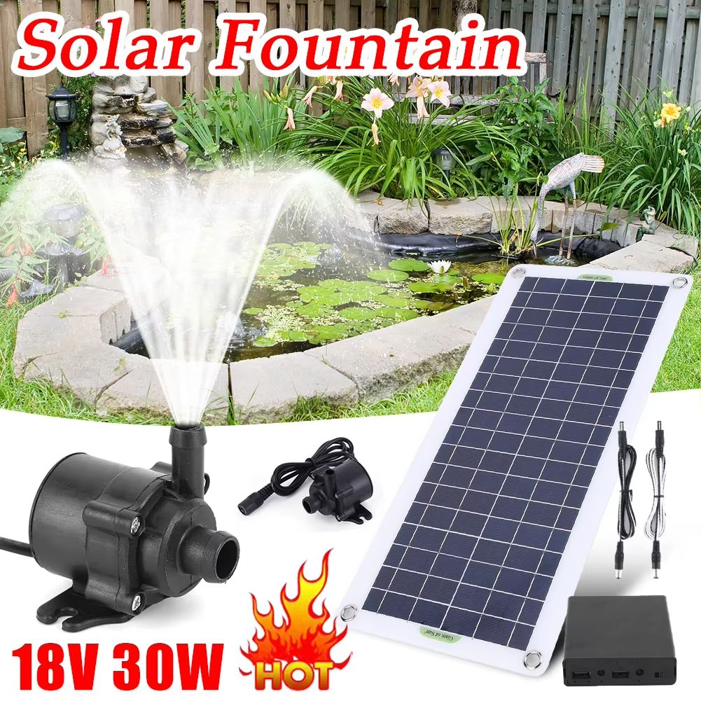 50W/30W/5W 800L/H DC 12V Low Noise Brushless Solar Water Pump Kit for Outdoor Fountain, Pond, Pool & Bird Bath
