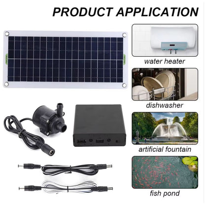 50W/30W/5W 800L/H DC 12V Low Noise Brushless Solar Water Pump Kit for Outdoor Fountain, Pond, Pool & Bird Bath