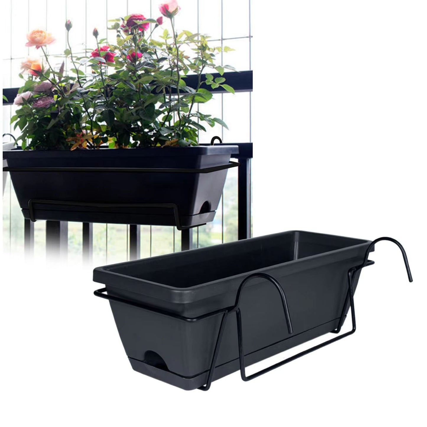Hanging Planter for Balcony Railing Fence Planter Basket Window Box Flower Pot 6L for Garden and Yard