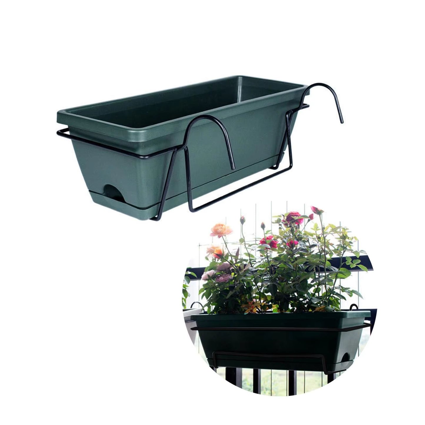 Hanging Planter for Balcony Railing Fence Planter Basket Window Box Flower Pot 6L for Garden and Yard