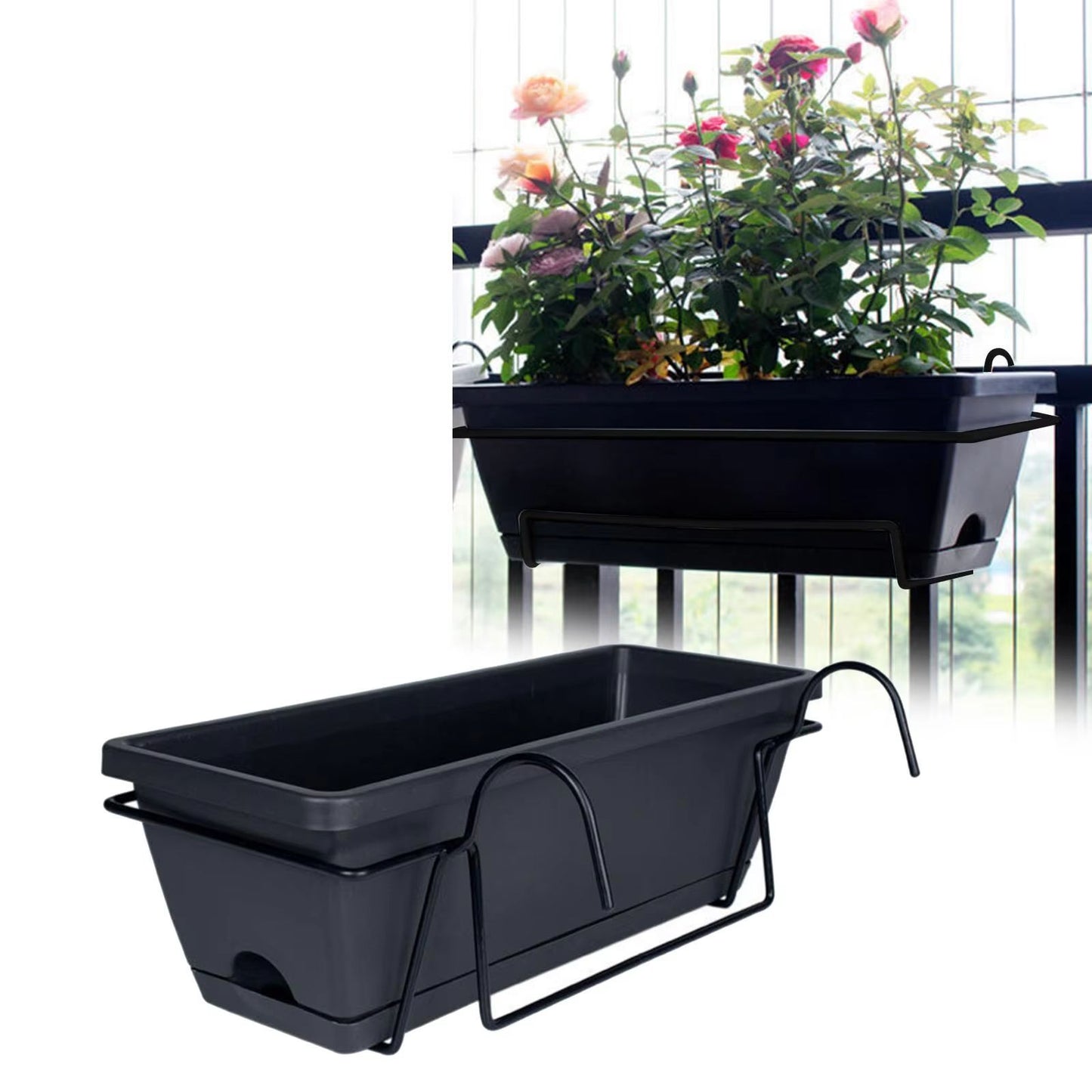 Hanging Planter for Balcony Railing Fence Planter Basket Window Box Flower Pot 6L for Garden and Yard