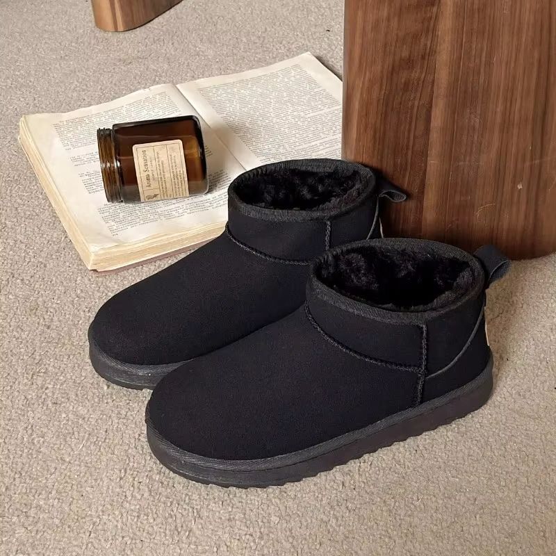 Women Winter Platform Ankle Boots Warm Leather Fur Lined Ultra Mini Booties