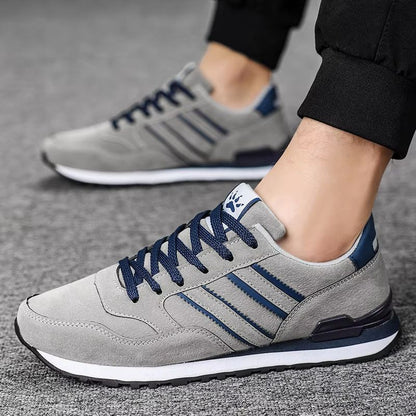 Men Casual Sneakers – Lightweight Artificial Leather Lace Up Shoes