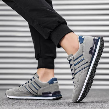 Men Casual Sneakers – Lightweight Artificial Leather Lace Up Shoes