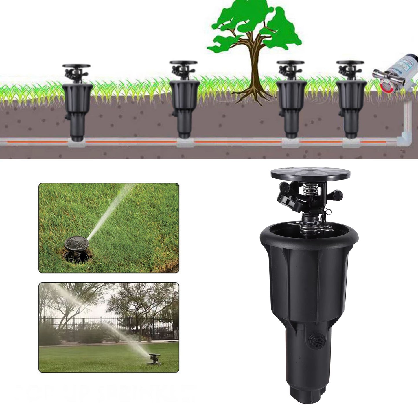 Pulse Pop-Up Impact Sprinkler Head – Adjustable Rocker Rotary Buried Irrigation for Farmland & Lawn, 1/2" or 3/4"