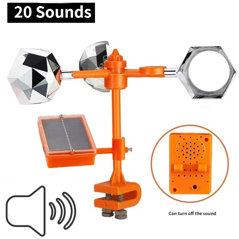 Solar Powered 3 in 1 Bird Repeller – Ultrasonic, Wind Motion, and Reflective Flash Pest Deterrent for Garden, Farm, and