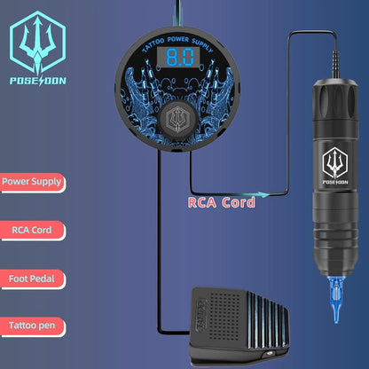 Professional High Power Tattoo Pen Kit with Power Supply and Accessories