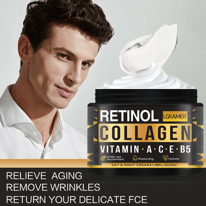Men's Retinol Collagen, Face Cream Skincare, Hydrating Smooth, Moisturizing Brightening, Wrinkles Firming Facial Men