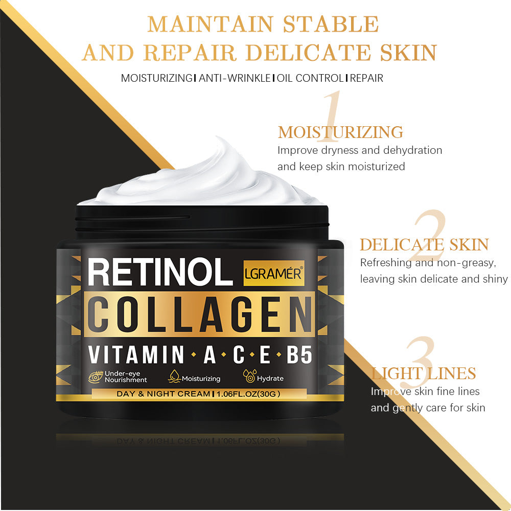 Men's Retinol Collagen, Face Cream Skincare, Hydrating Smooth, Moisturizing Brightening, Wrinkles Firming Facial Men