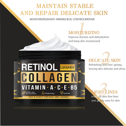 Men's Retinol Collagen, Face Cream Skincare, Hydrating Smooth, Moisturizing Brightening, Wrinkles Firming Facial Men