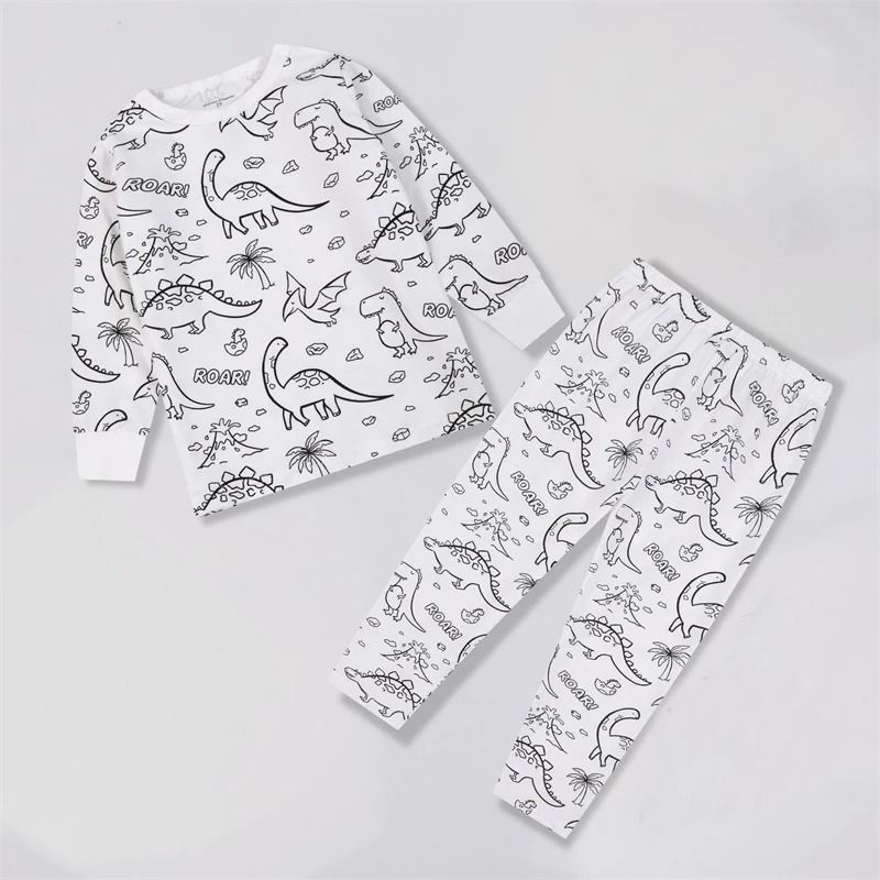 Colorable Two-Piece Pajama Set for Kids – DIY Coloring Kit Pajamas with Markers for Boys and Girls