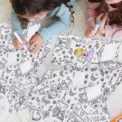 Colorable Two-Piece Pajama Set for Kids – DIY Coloring Kit Pajamas with Markers for Boys and Girls