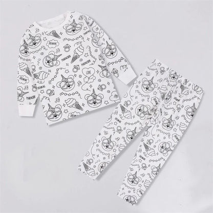 Colorable Two-Piece Pajama Set for Kids – DIY Coloring Kit Pajamas with Markers for Boys and Girls