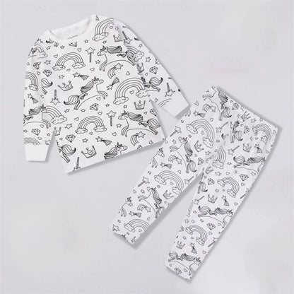 Colorable Two-Piece Pajama Set for Kids – DIY Coloring Kit Pajamas with Markers for Boys and Girls
