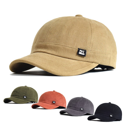 Vintage Short Brim Baseball Cap Cotton, Soft Dad Hat for Men Women, Adjustable Trucker Style Low Profile Caps
