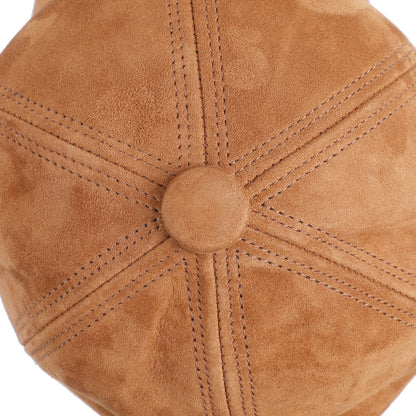 Genuine Suede Leather Baseball Cap for Men Women, Adjustable Buckle Back Unisex Hat, Premium Real Leather Sports Cap