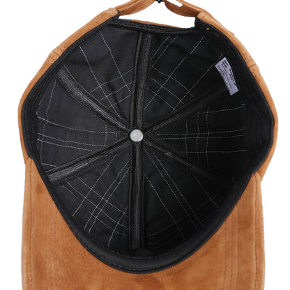 Genuine Suede Leather Baseball Cap for Men Women, Adjustable Buckle Back Unisex Hat, Premium Real Leather Sports Cap