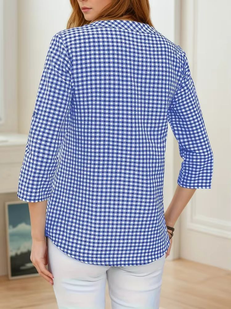 Curvy Confidence Plaid V-Neck Blouse – Plus Size Spring & Fall Essential