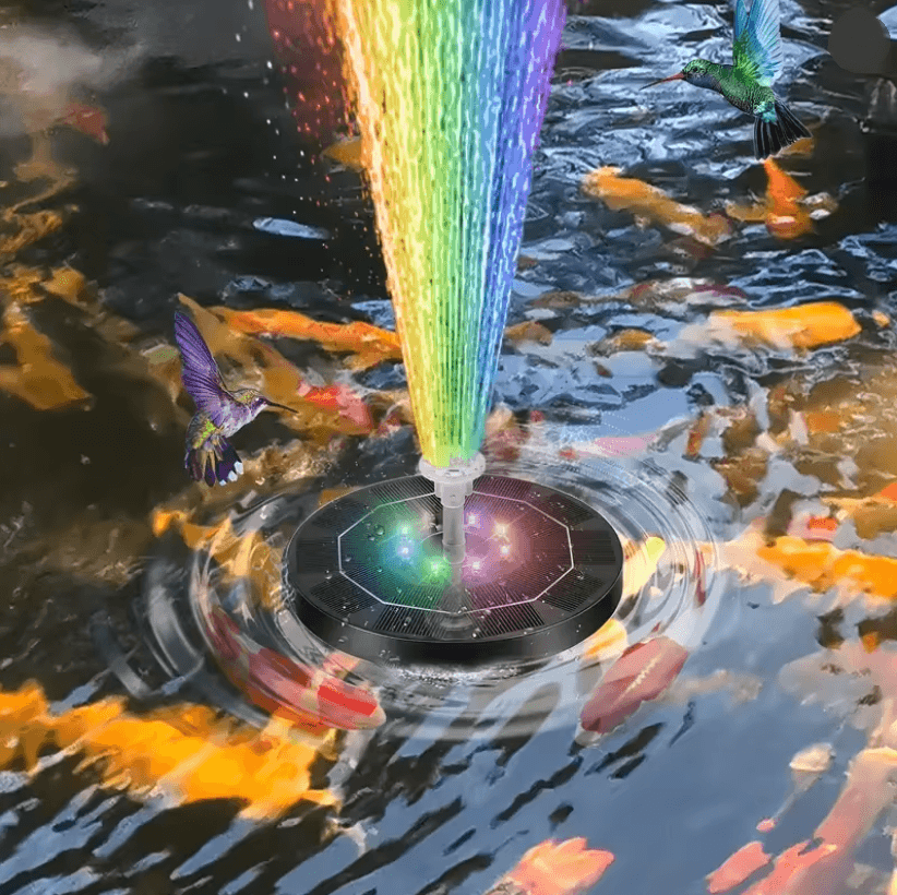 AquaBloom Solar Fountain Pump with 6 Nozzles for Bird Bath and Pond Decoration