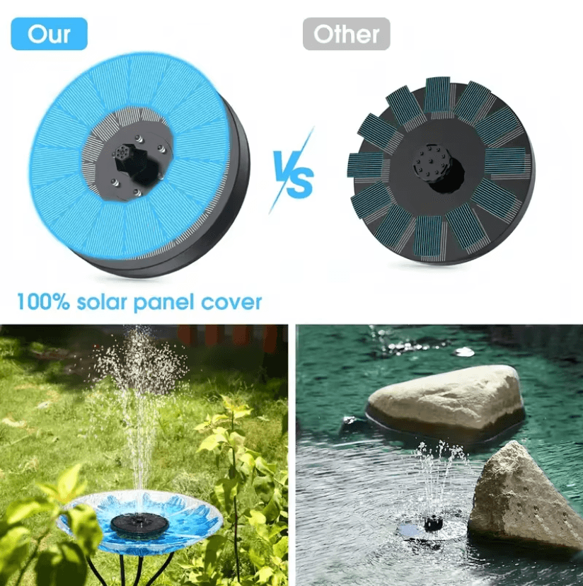 AquaBloom Solar Fountain Pump with 6 Nozzles for Bird Bath and Pond Decoration