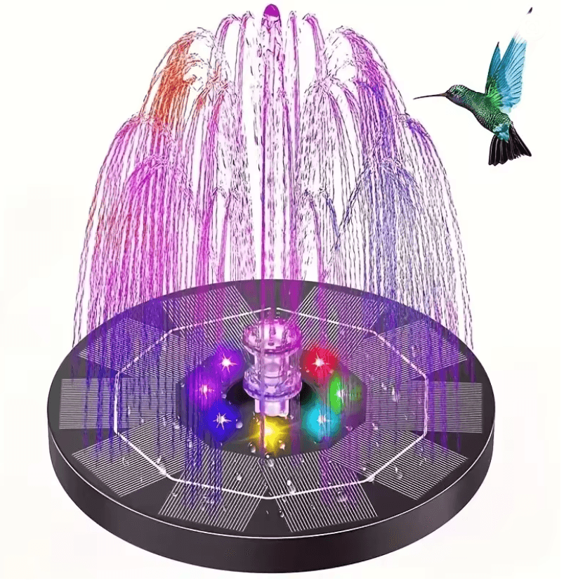AquaBloom Solar Fountain Pump with 6 Nozzles for Bird Bath and Pond Decoration