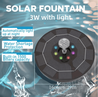 AquaBloom Solar Fountain Pump with 6 Nozzles for Bird Bath and Pond Decoration