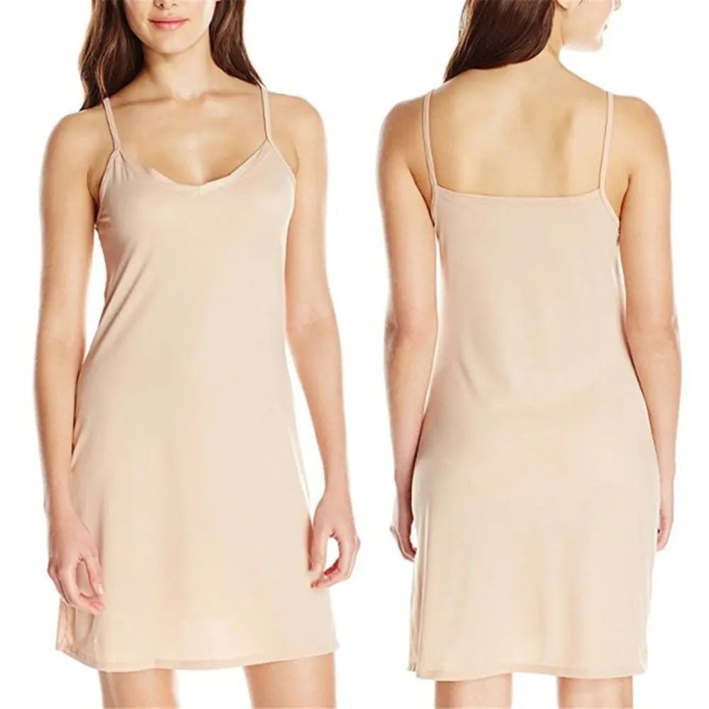 Womens Slim Fit Sleeveless V Neck Backless Slip Dres