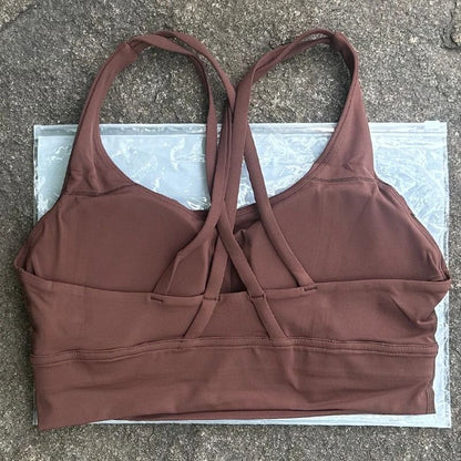 Solid Color Cross Back Fitness Bra with Soft Support