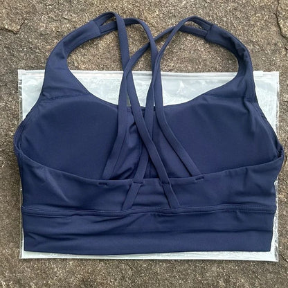 Solid Color Cross Back Fitness Bra with Soft Support