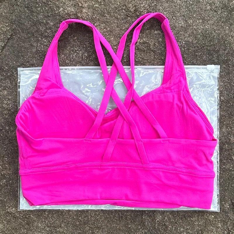 Solid Color Cross Back Fitness Bra with Soft Support