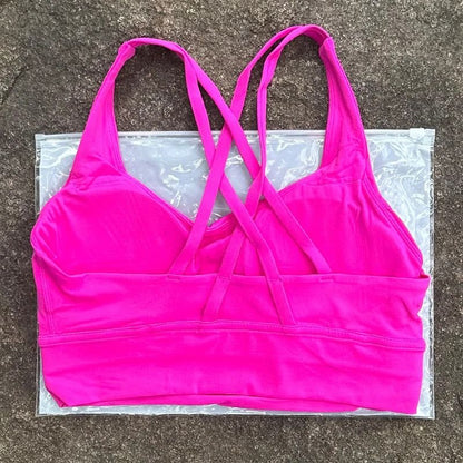 Solid Color Cross Back Fitness Bra with Soft Support