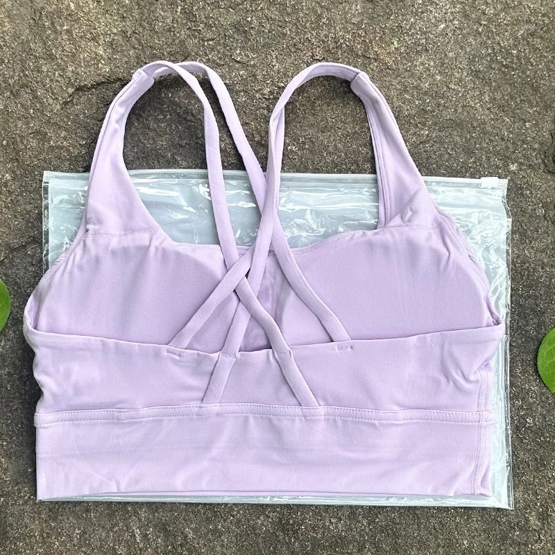 Solid Color Cross Back Fitness Bra with Soft Support
