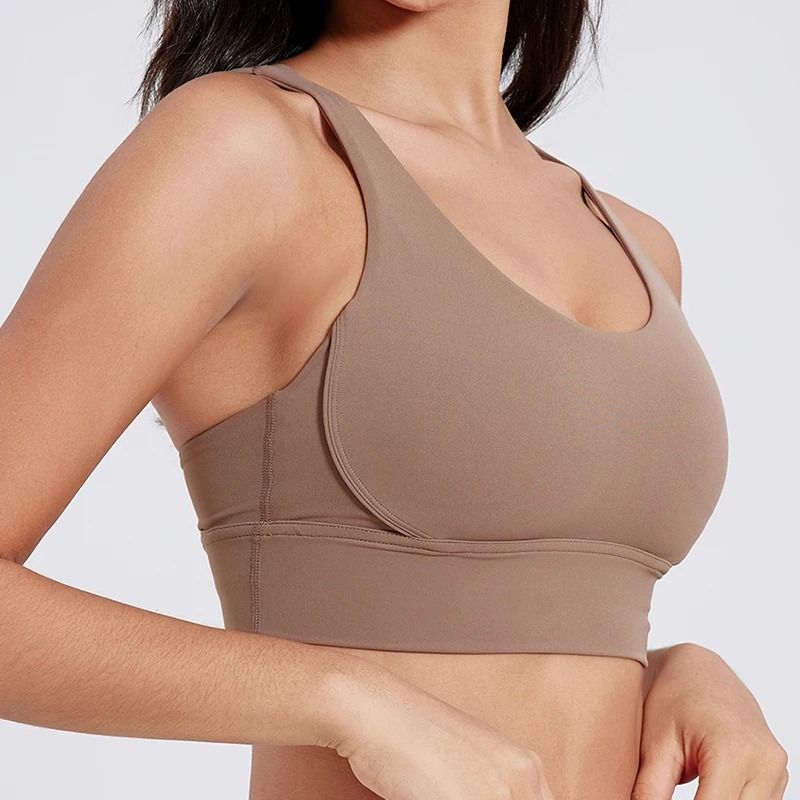 Solid Color Cross Back Fitness Bra with Soft Support