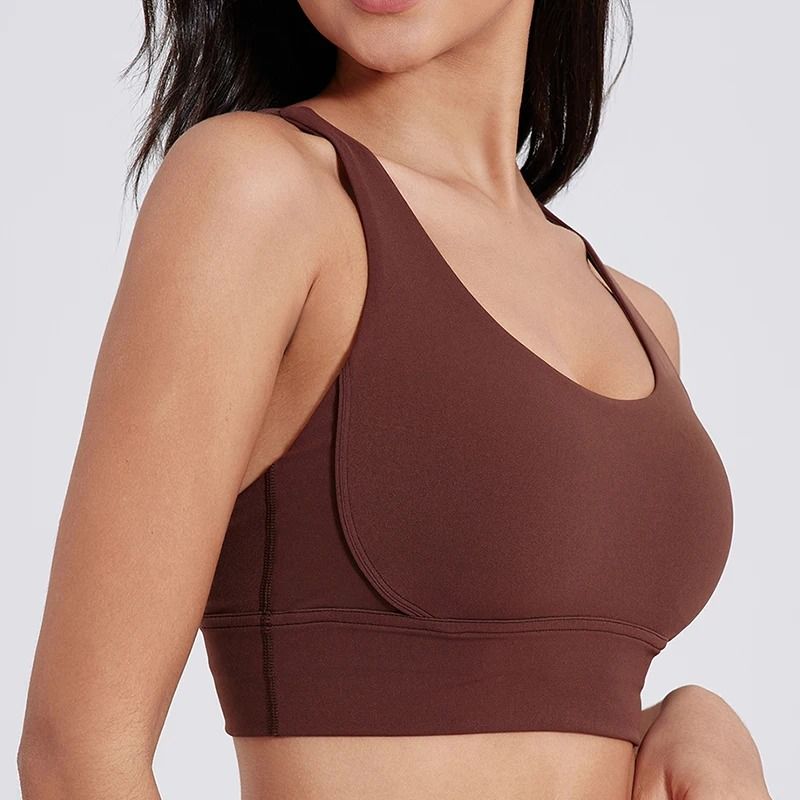 Solid Color Cross Back Fitness Bra with Soft Support