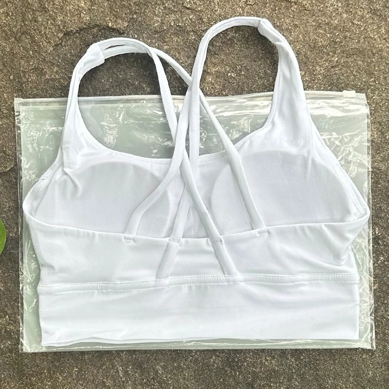 Solid Color Cross Back Fitness Bra with Soft Support
