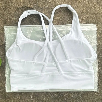 Solid Color Cross Back Fitness Bra with Soft Support