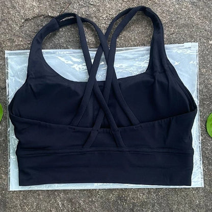 Solid Color Cross Back Fitness Bra with Soft Support