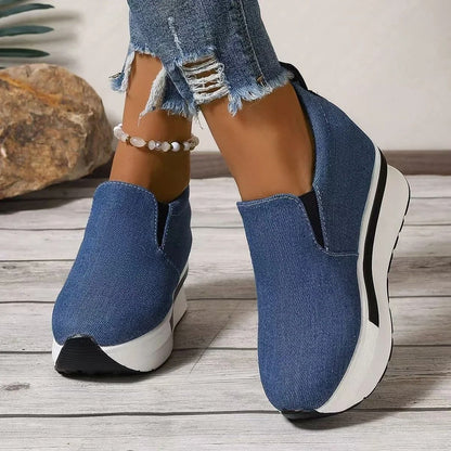 Women's Height Increasing Slip-On Wedge Sneakers with Thick Sole and Lightweight Comfort