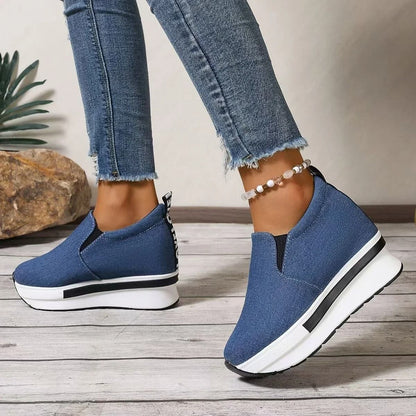 Women's Height Increasing Slip-On Wedge Sneakers with Thick Sole and Lightweight Comfort