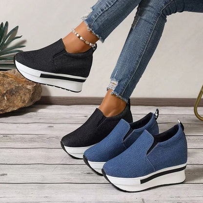 Women's Height Increasing Slip-On Wedge Sneakers with Thick Sole and Lightweight Comfort