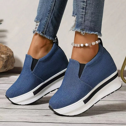 Women's Height Increasing Slip-On Wedge Sneakers with Thick Sole and Lightweight Comfort