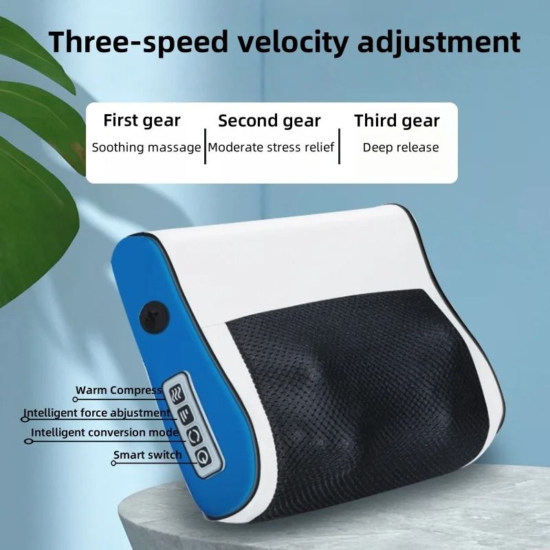 Contoured Massage Pillow with Heat and Vibration Therapy