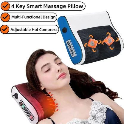 Contoured Massage Pillow with Heat and Vibration Therapy
