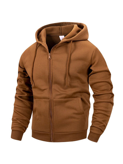 Mens Zip Hoodie Jacket Hooded Sports Outdoor Daily Basic Casual Autumn Winter Sweatshirt