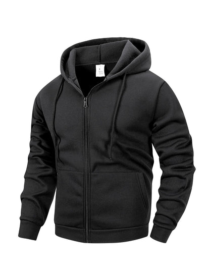 Mens Zip Hoodie Jacket Hooded Sports Outdoor Daily Basic Casual Autumn Winter Sweatshirt