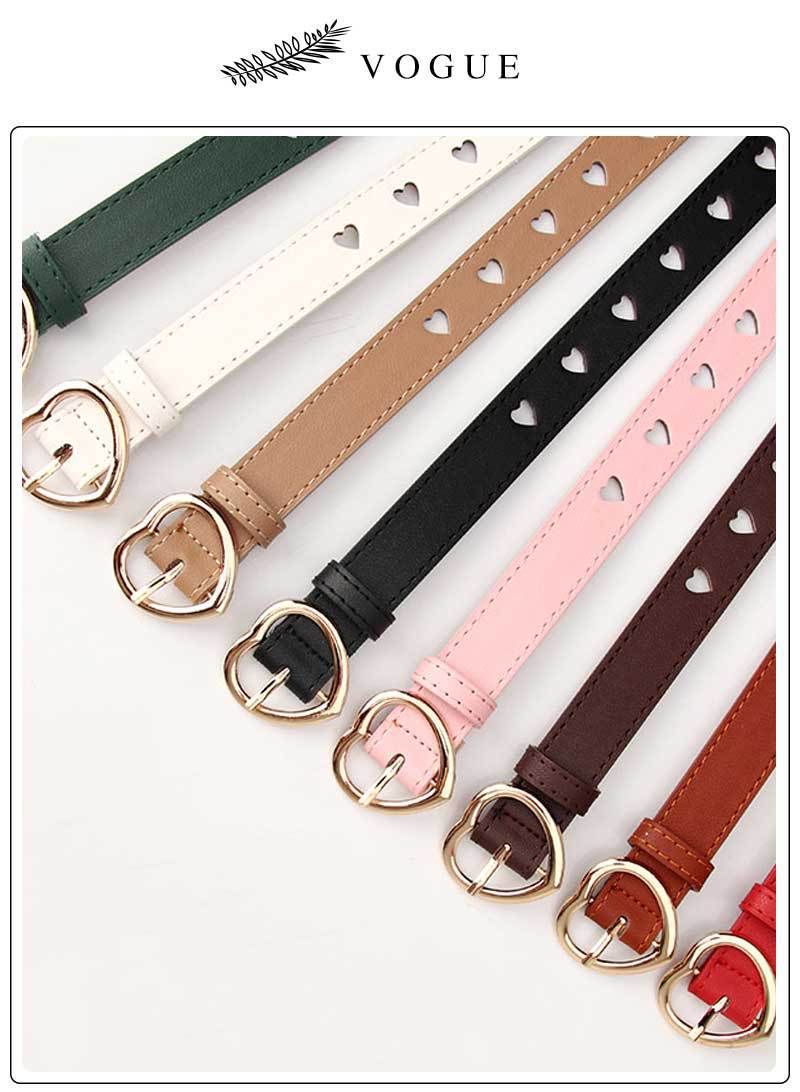 Women Pin Buckle Belts Spring Summer Versatile Trouser Belt with Hollow Heart Shape, Stylish and Adjustable