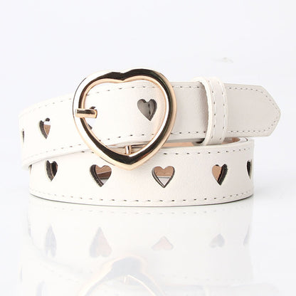 Women Pin Buckle Belts Spring Summer Versatile Trouser Belt with Hollow Heart Shape, Stylish and Adjustable