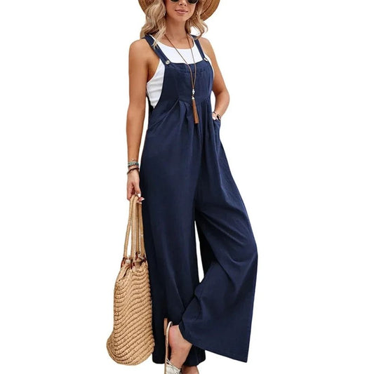 Women Loose Fit Fashion Overalls Wide Leg Baggy Bib Overalls Jumpsuit Dungarees Summer Jumpsuit Casual Elegant Overalls
